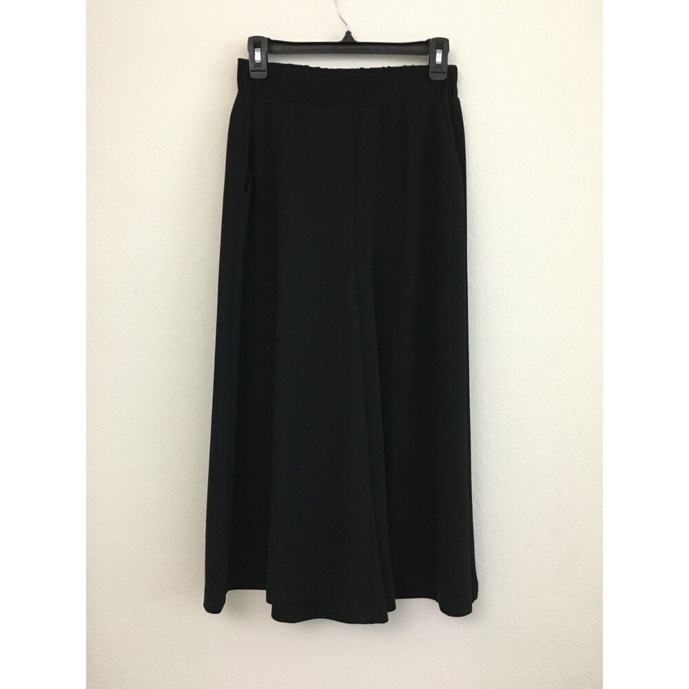 Korean Fashion Black High Rise Wide Leg Palazzo Pants Skirt Look Large